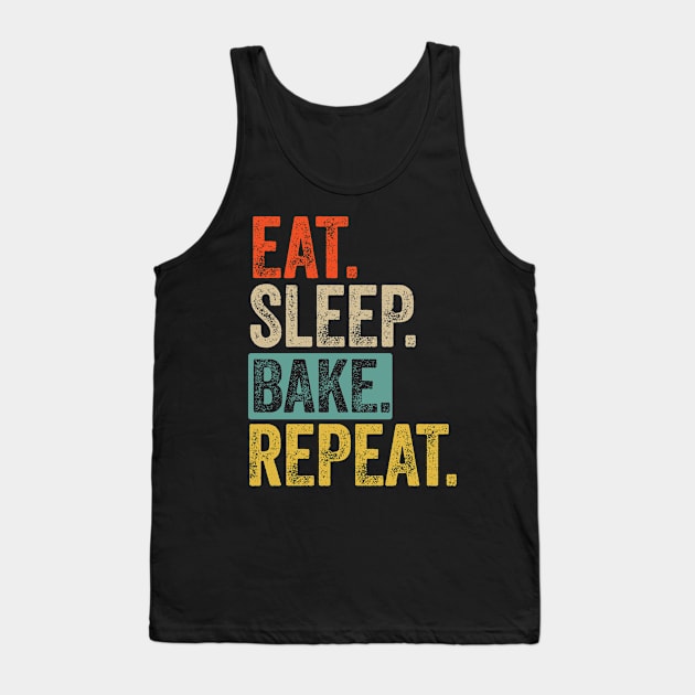 Eat sleep bake repeat retro vintage Tank Top by Lyume